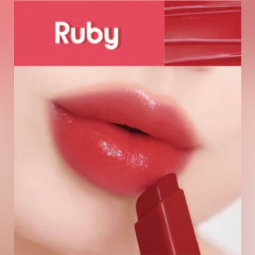 touch in Sol Ruby Vegan Again Juicy Plumping Lipstick- classic cherry red
